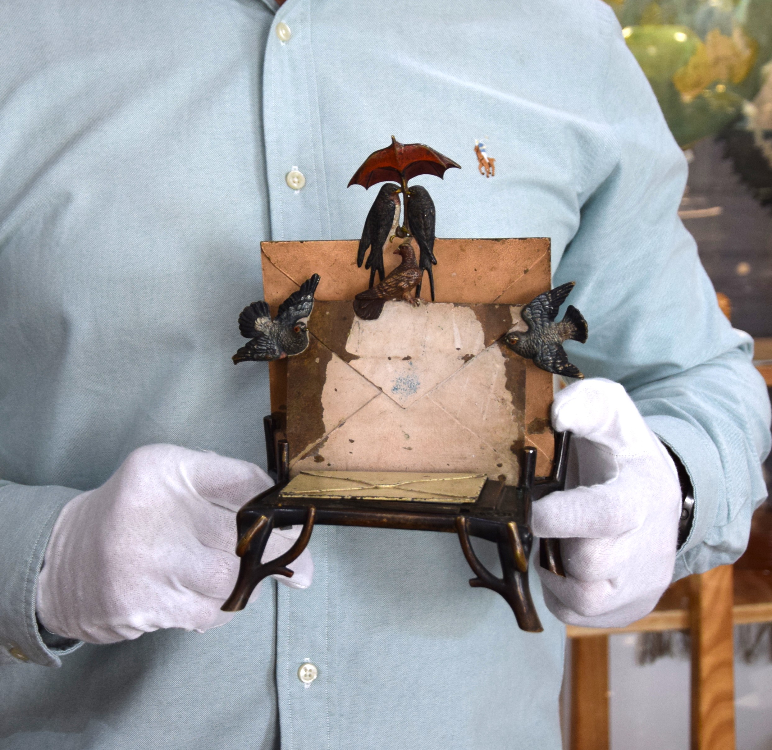 Kałamarz z listownikiem, brąz wiedeński, ok. 1900 r. - obrazek 3