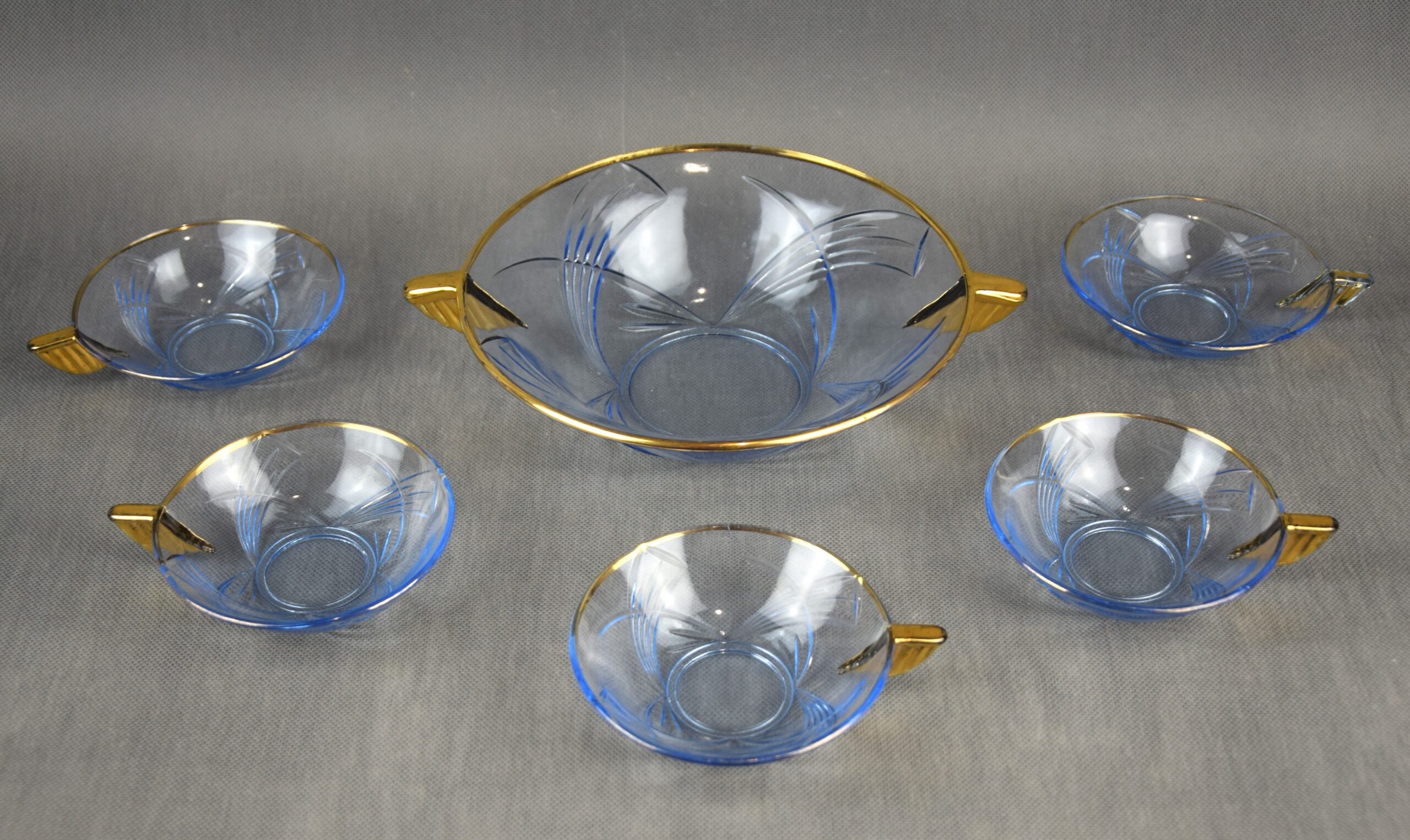 Zestaw salaterek Art Deco, Huta J. Stolle "Niemen", model 1268, 1269; - obrazek 2