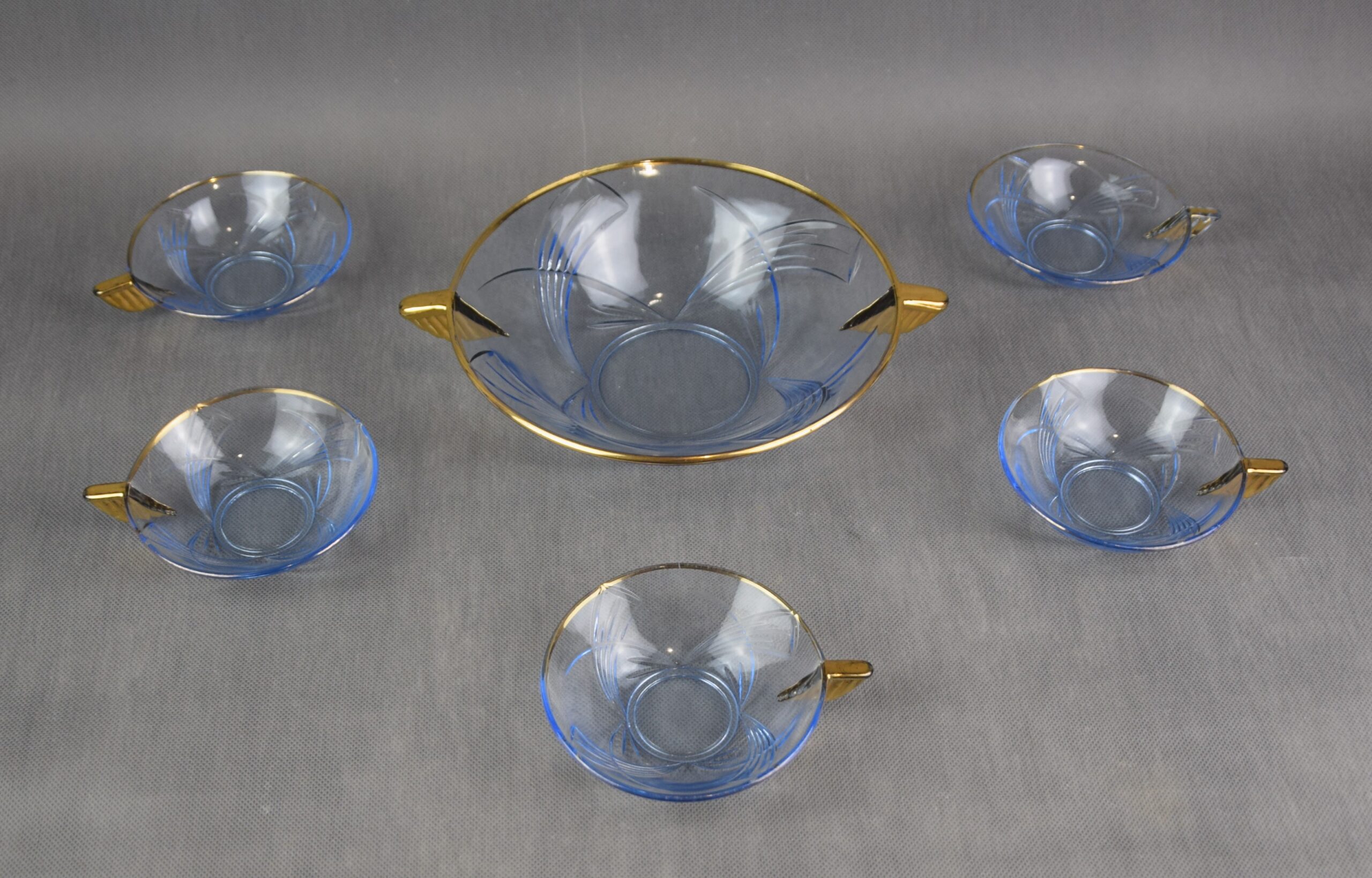 Zestaw salaterek Art Deco, Huta J. Stolle "Niemen", model 1268, 1269; - obrazek 9