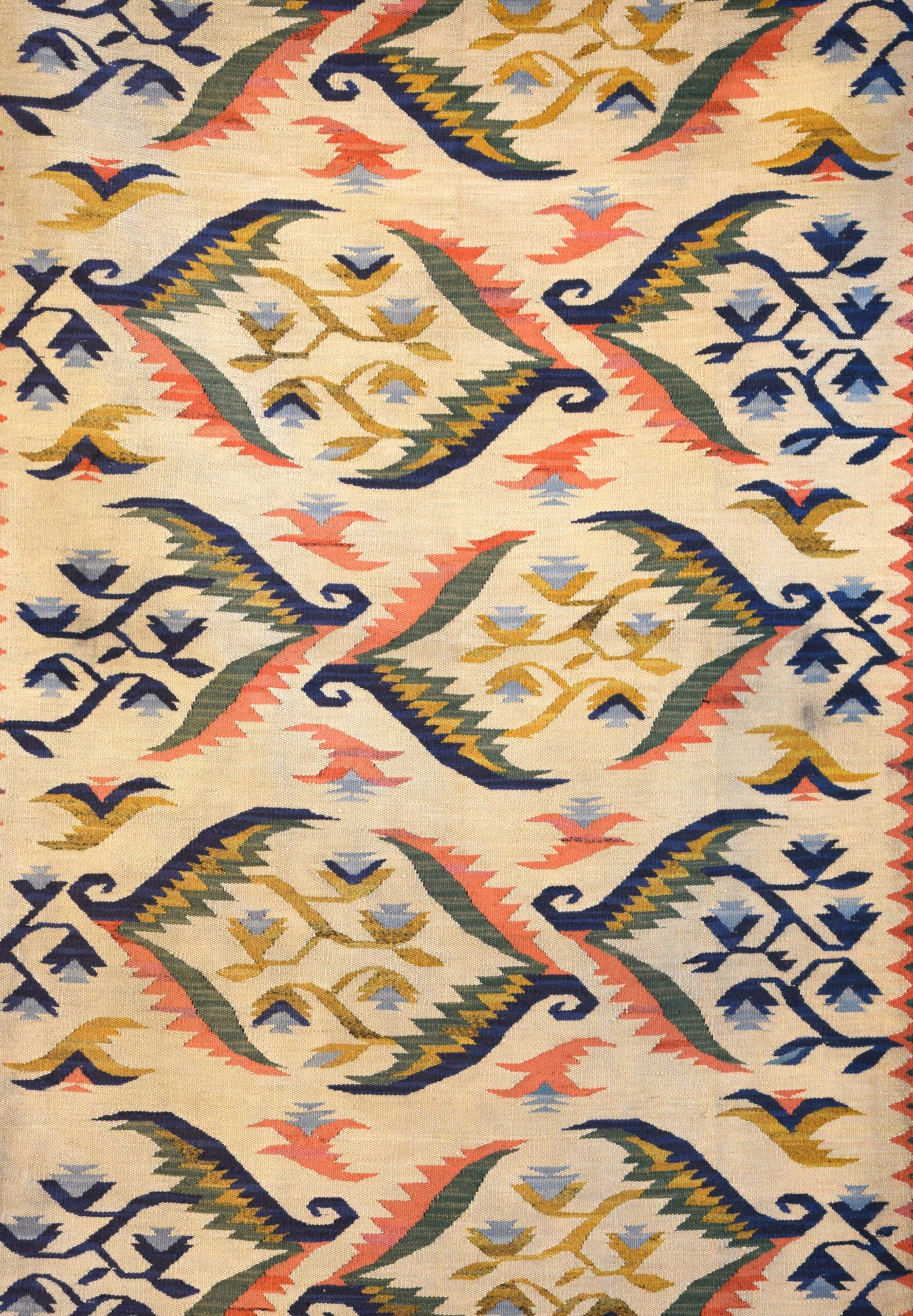 Kilim "Ostre liście", proj. Roman ORSZULSKI, Kraków lub Zakopane, lata 30-te. - obrazek 3