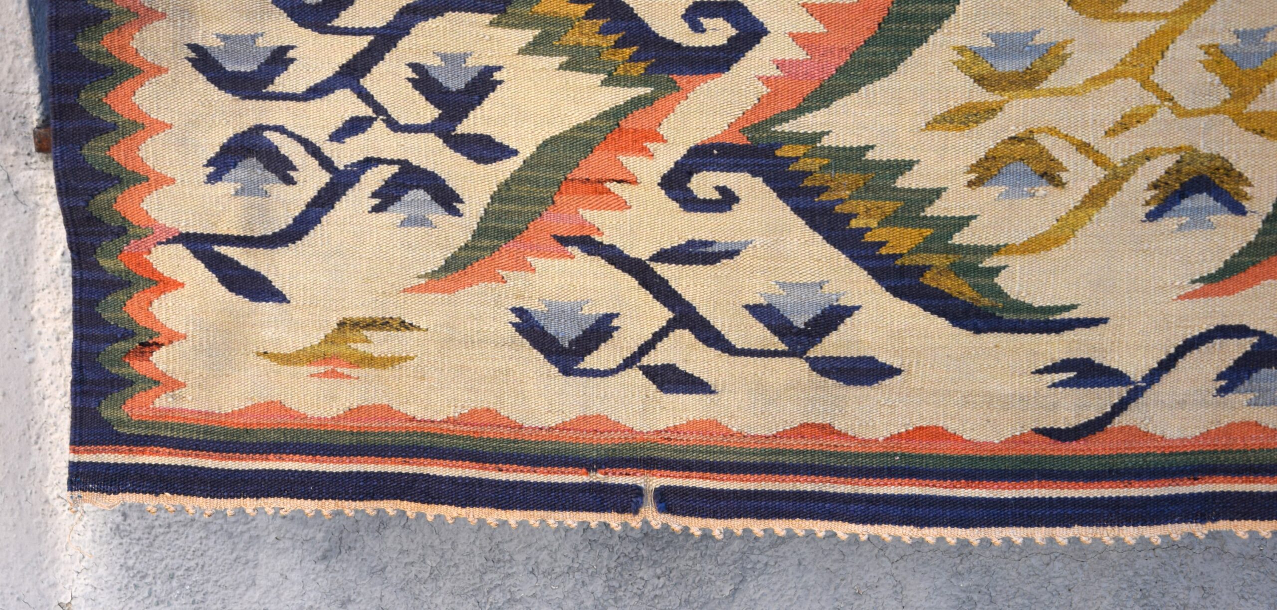 Kilim "Ostre liście", proj. Roman ORSZULSKI, Kraków lub Zakopane, lata 30-te. - obrazek 4