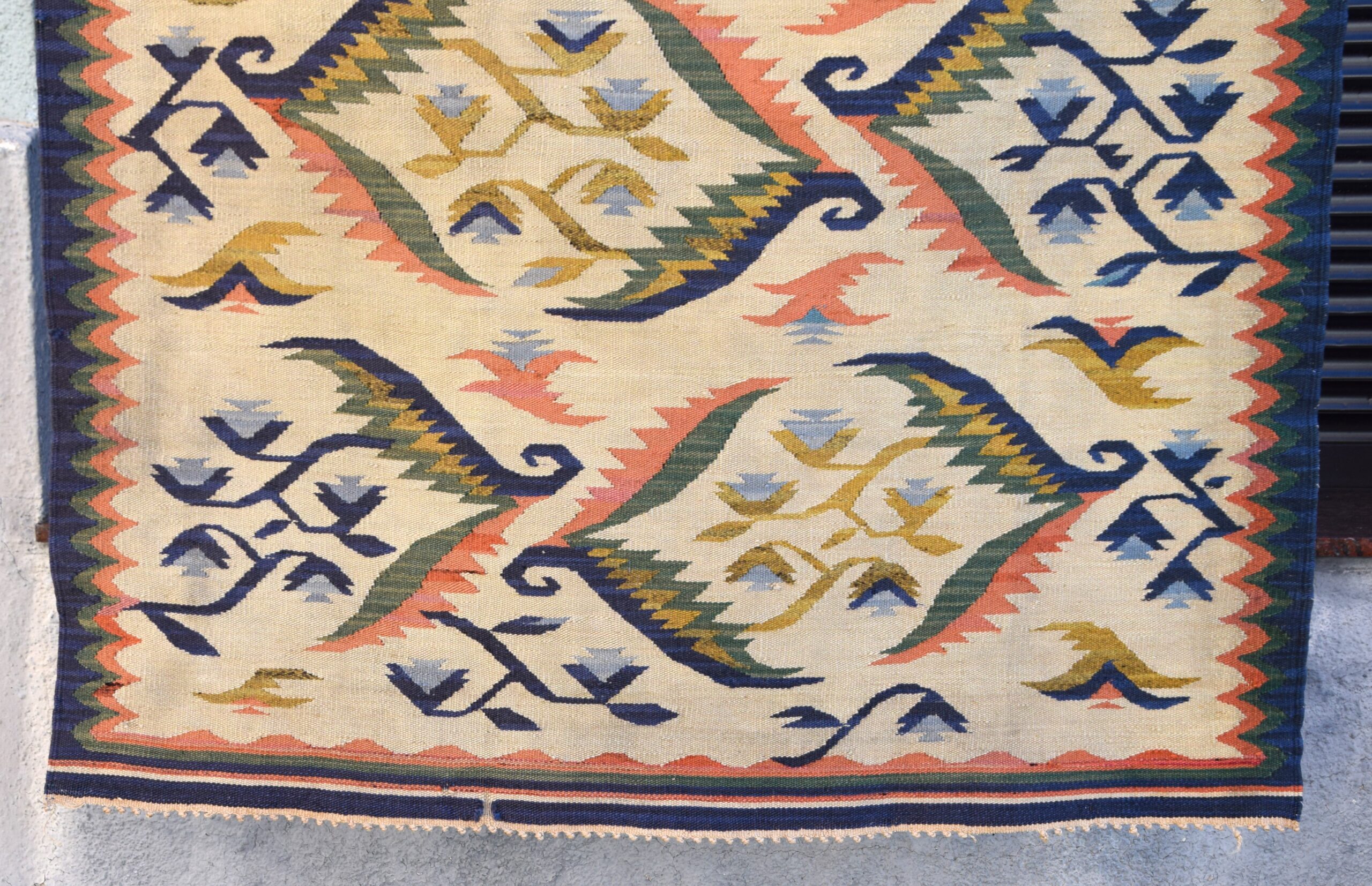 Kilim "Ostre liście", proj. Roman ORSZULSKI, Kraków lub Zakopane, lata 30-te. - obrazek 5