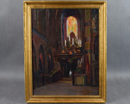 Eugeniusz DĄBROWSKI-DĄBROWA (1870-1941), "Wnętrze kościoła / Kwiaty", 1909 r. (dwustronny)