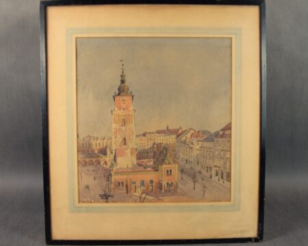 Franciszek TUREK (1882-1947), "Ratusz na Rynku w Krakowie", akwarela, pocz. XX w.