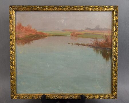 Antoni Ludwik BROSZKIEWICZ (1872-1936), "Pejzaż z jeziorem", pocz. XX w.