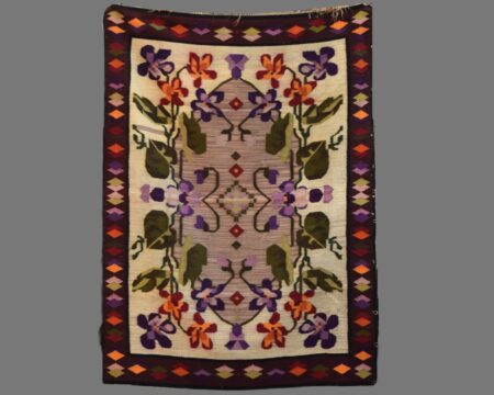 Kilim "Kwiaty w stylu Art Deco", Gliniany, Kresy, Polska, lata 30-te.