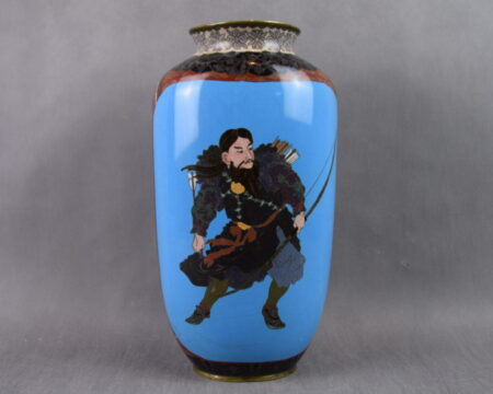 Wazon "Samuraj", emalia cloisonne, Japonia, Meiji, XIX/XX w. Rzadkość